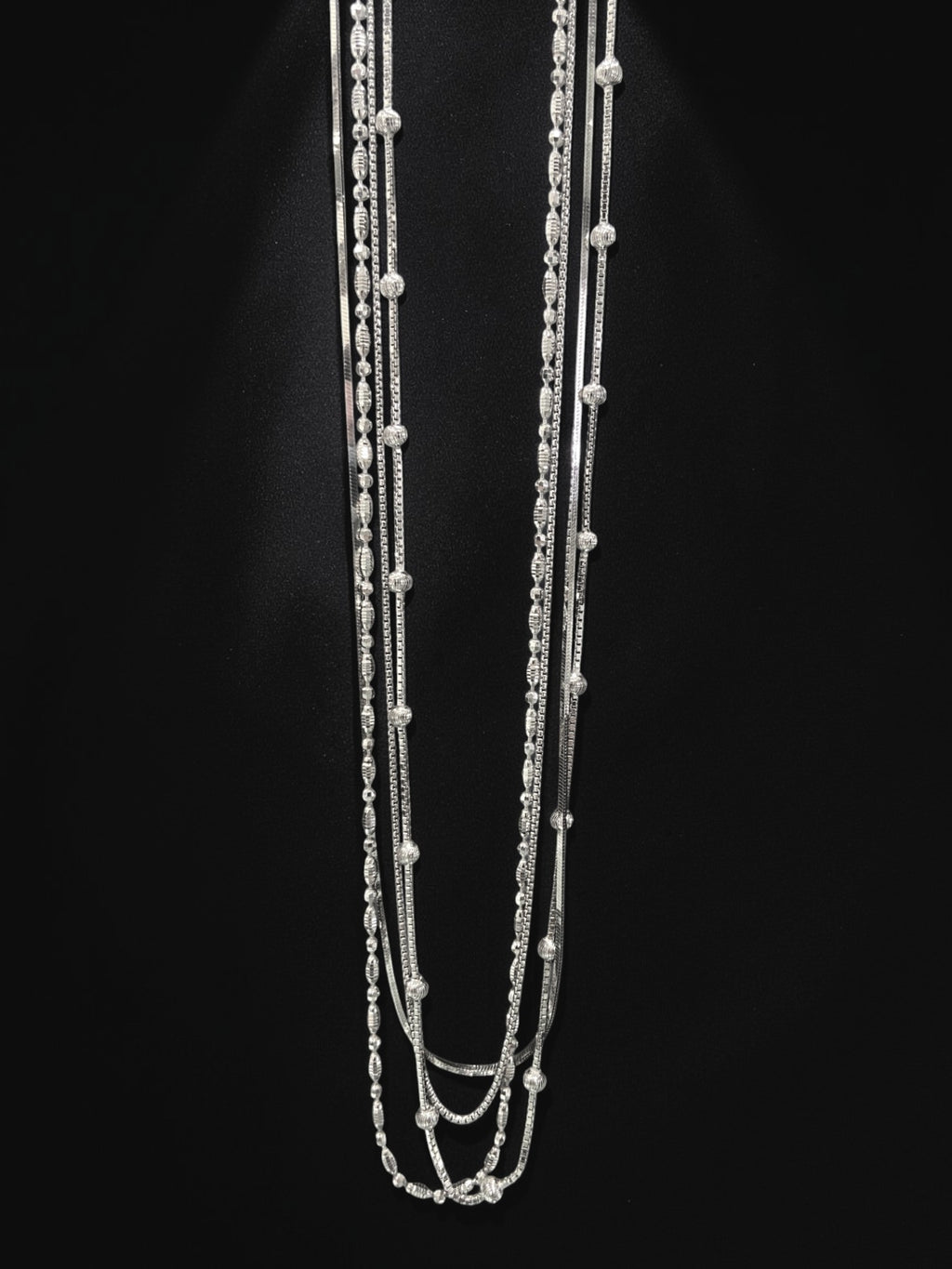 Layered Sterling Bead Necklace Set