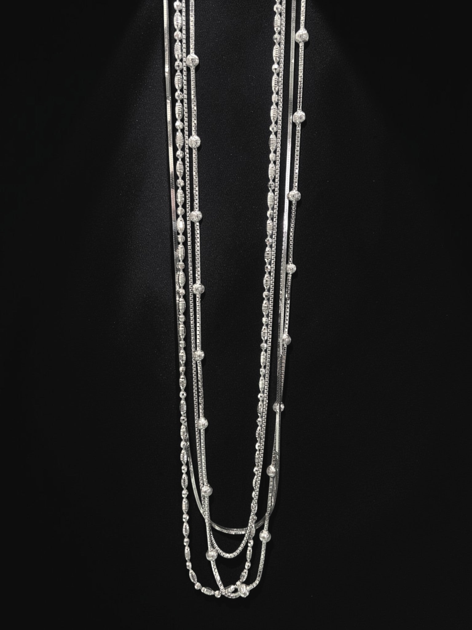 Layered Sterling Bead Necklace Set