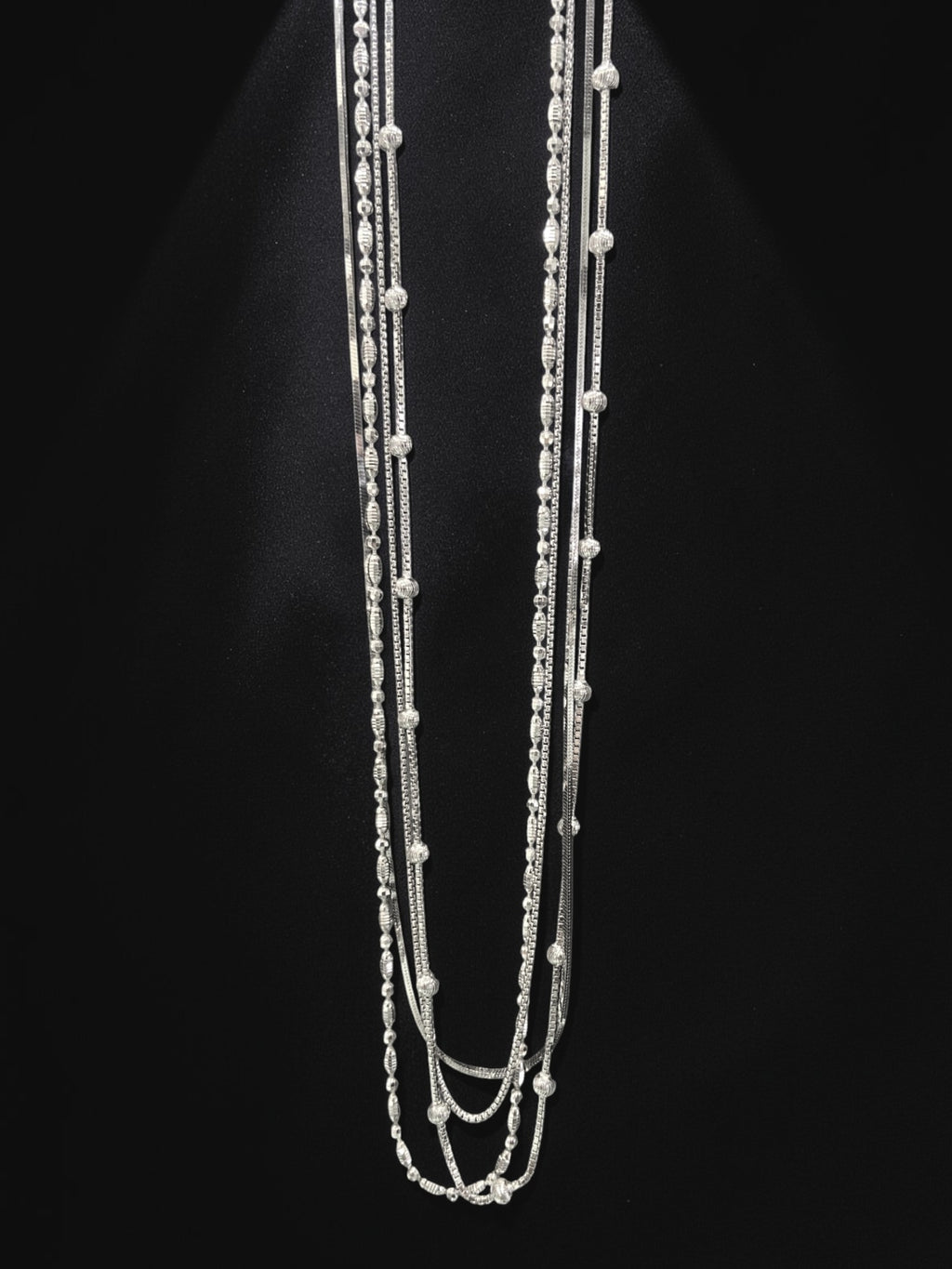 Layered Sterling Bead Necklace Set