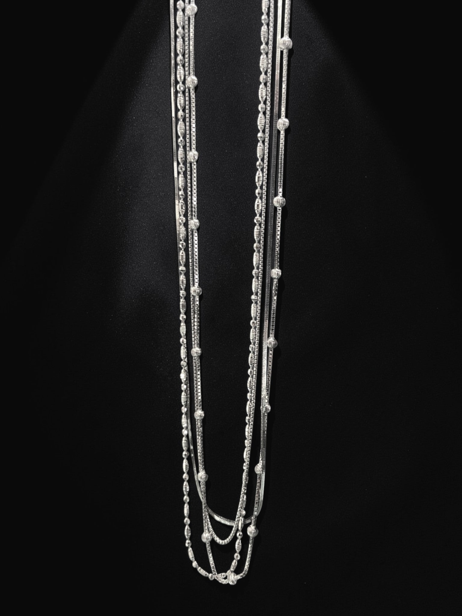 Layered Sterling Bead Necklace Set