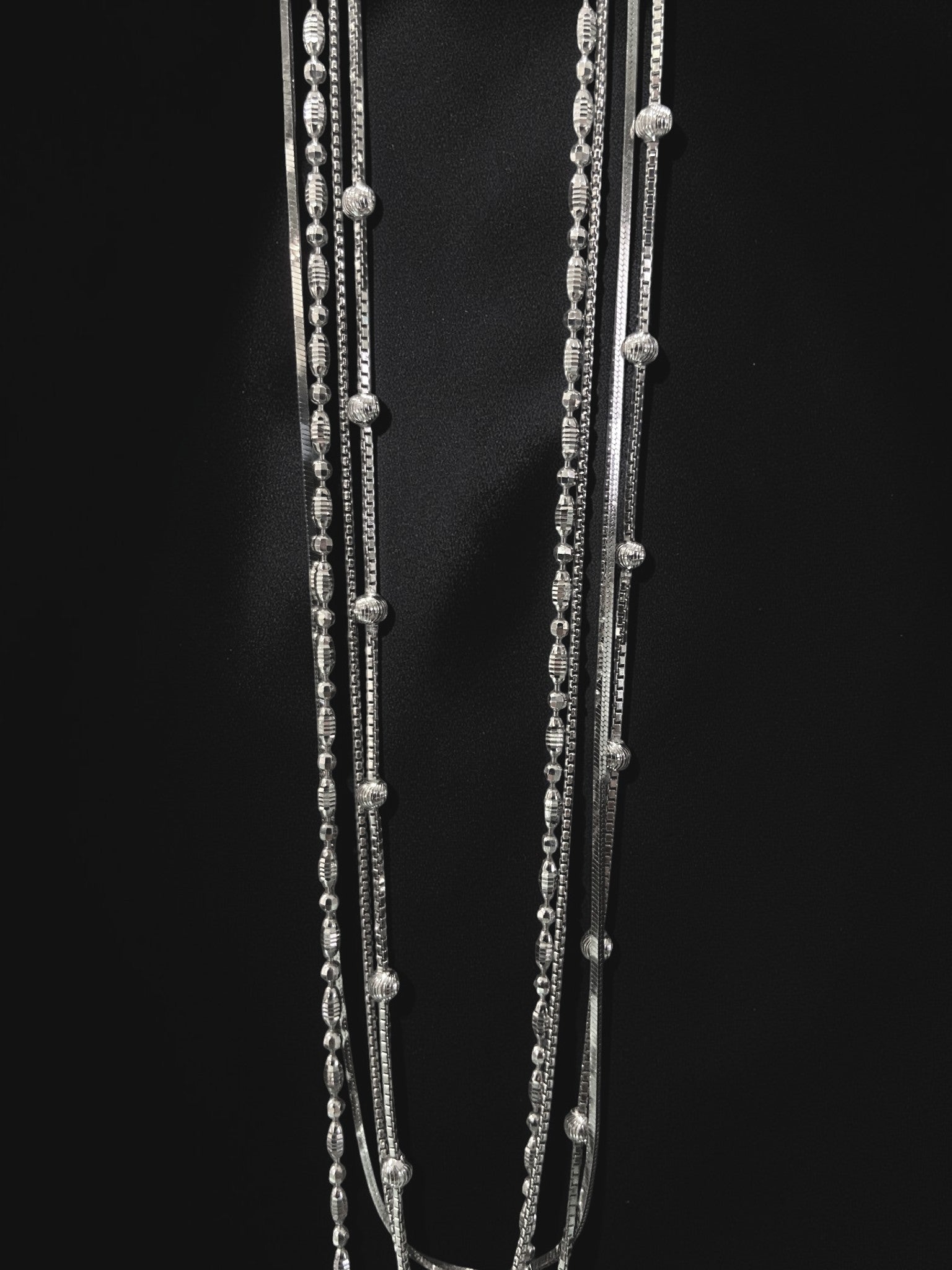 Layered Sterling Bead Necklace Set