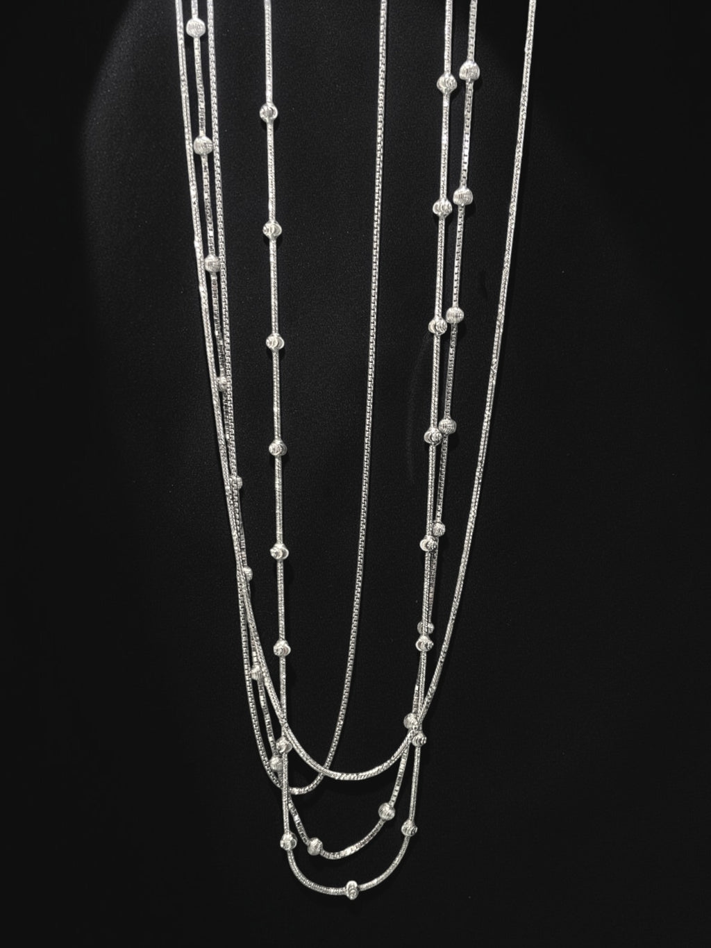 Silver Bead Necklace Set