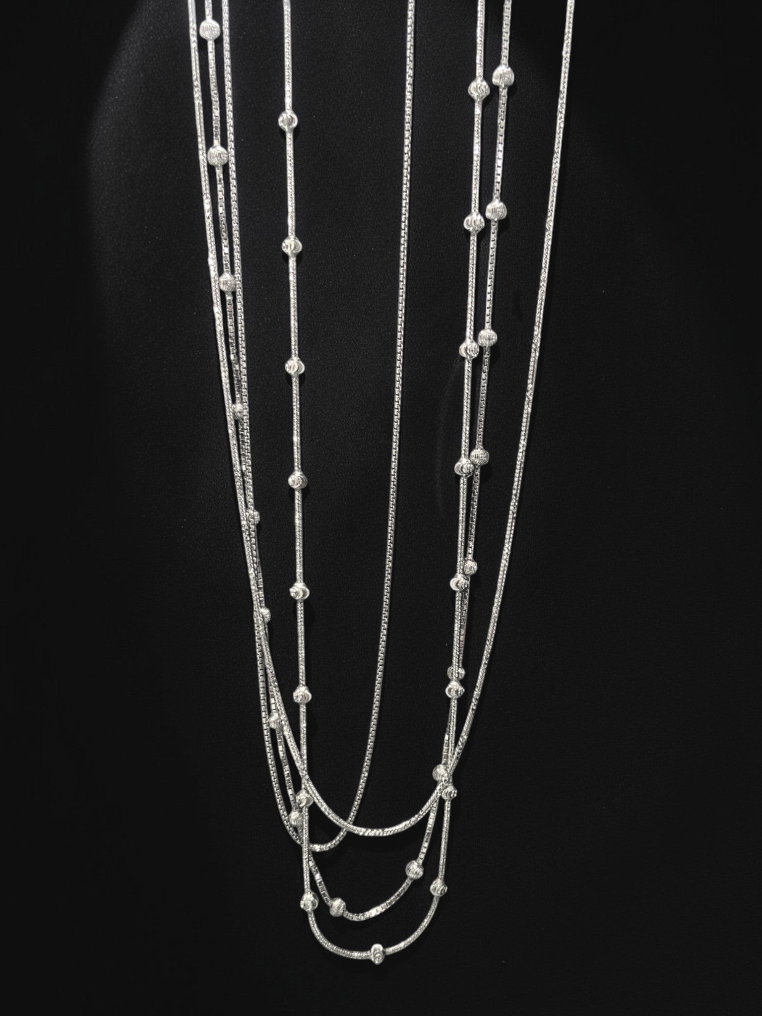 Silver Bead Necklace Set
