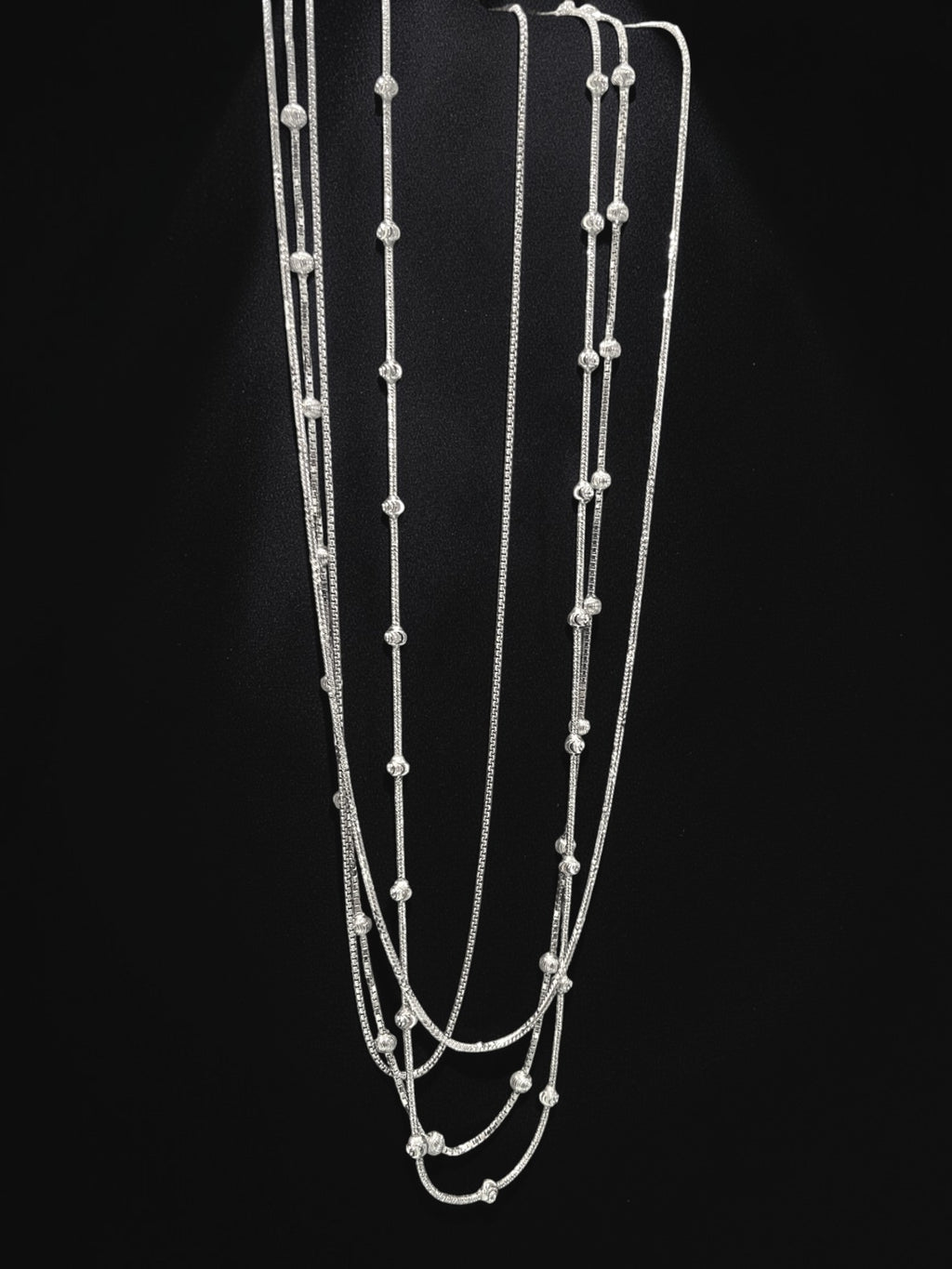 Silver Bead Necklace Set