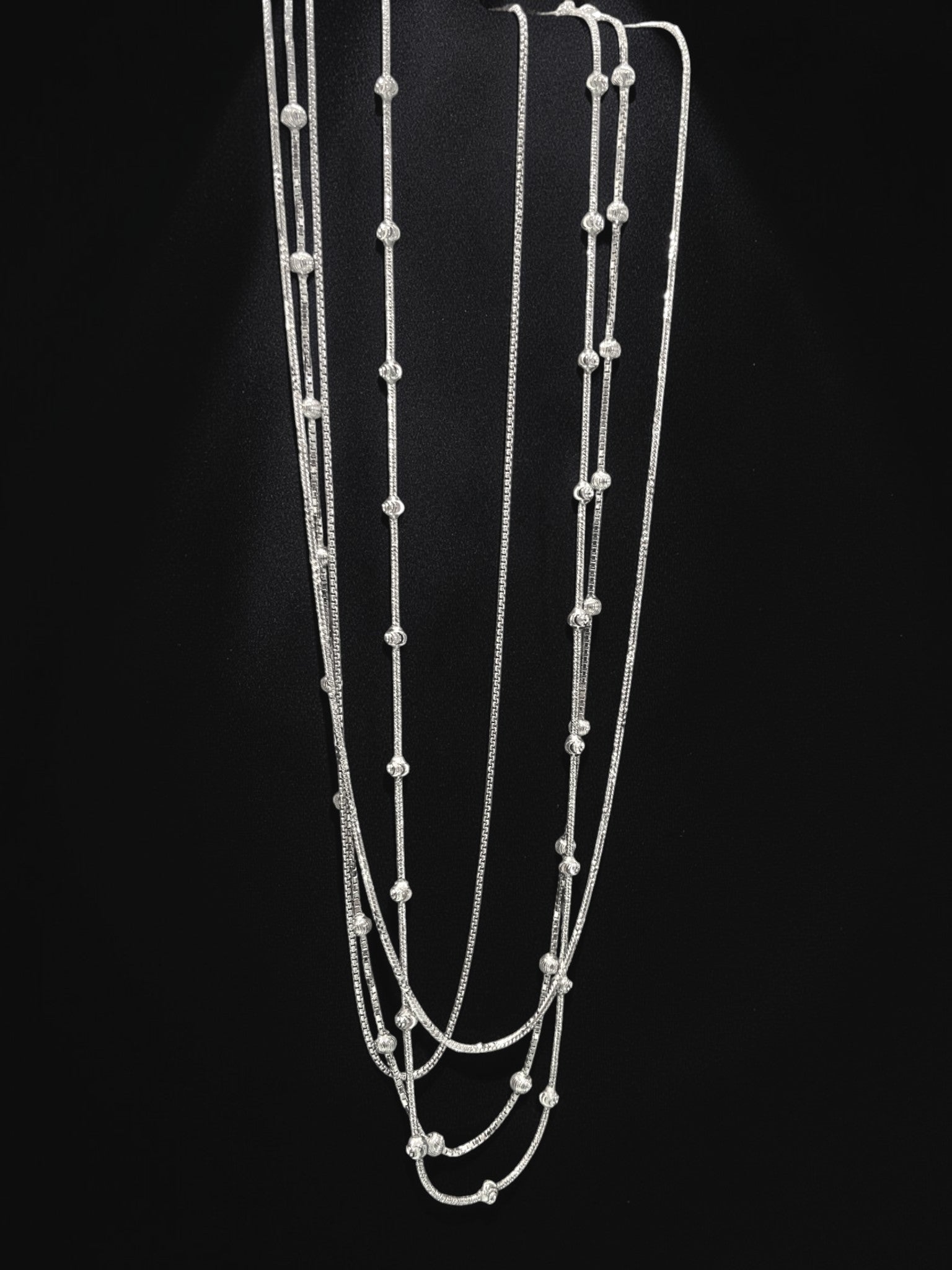 Silver Bead Necklace Set